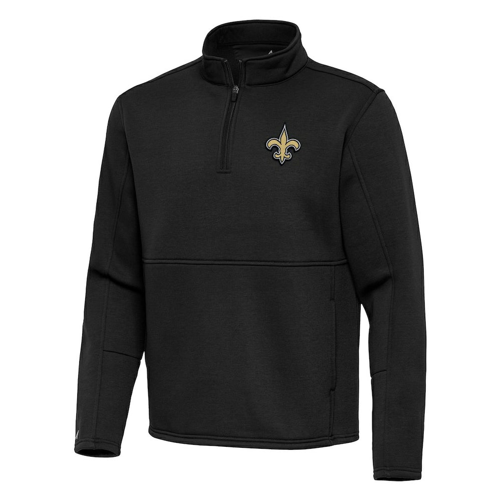 New Orleans Saints Antigua Twist Quarter-Zip Pullover Jacket - Black - NFL