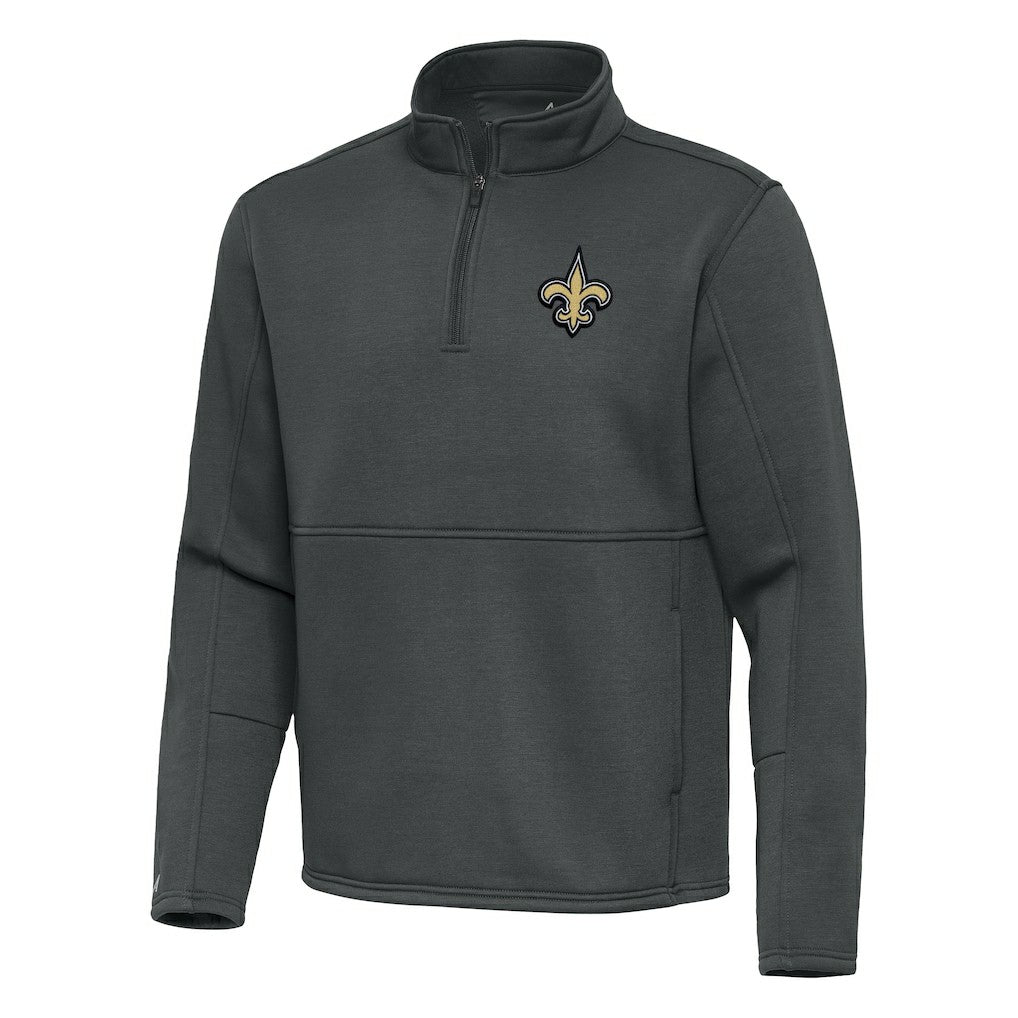 New Orleans Saints Antigua Twist Quarter-Zip Pullover Jacket - Pewter - NFL