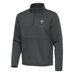 New Orleans Saints Antigua Twist Quarter-Zip Pullover Jacket - Pewter - NFL