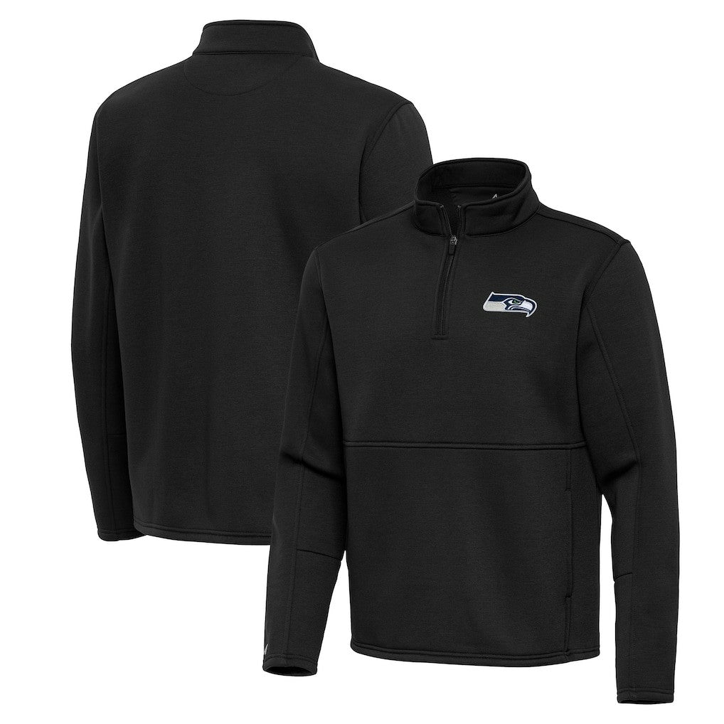 Seattle Seahawks Antigua Twist Quarter-Zip Pullover Jacket - Black - NFL