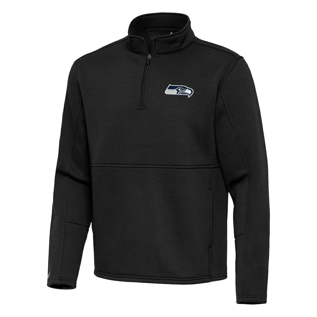 Seattle Seahawks Antigua Twist Quarter-Zip Pullover Jacket - Black - NFL