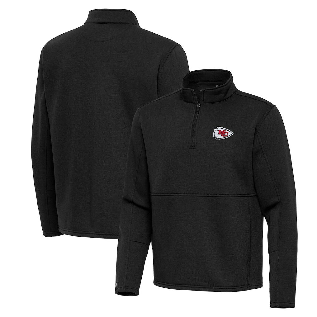 Kansas City Chiefs Antigua Twist Quarter-Zip Pullover Jacket - Black - NFL