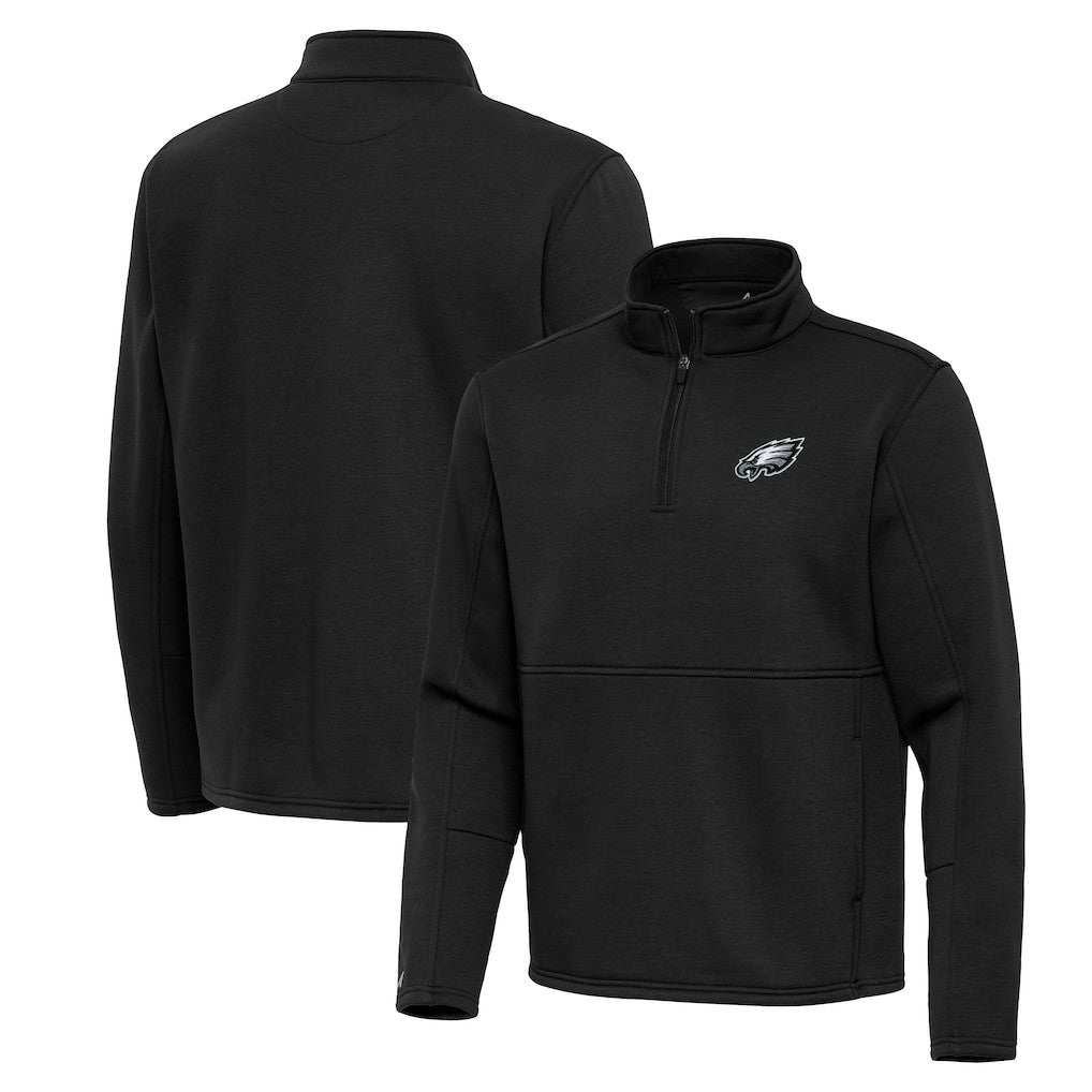 Philadelphia Eagles Antigua Twist Quarter-Zip Pullover Jacket - Black - NFL