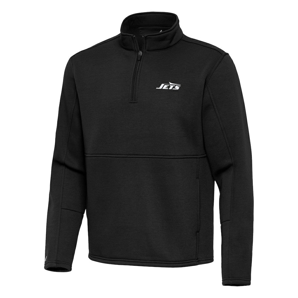 New York Jets Antigua Twist Quarter-Zip Pullover Jacket - Black - NFL