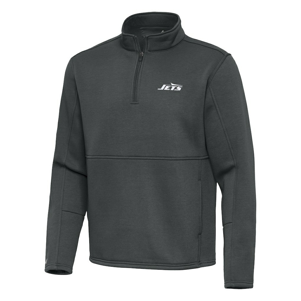 New York Jets Antigua Twist Quarter-Zip Pullover Jacket - Pewter - NFL