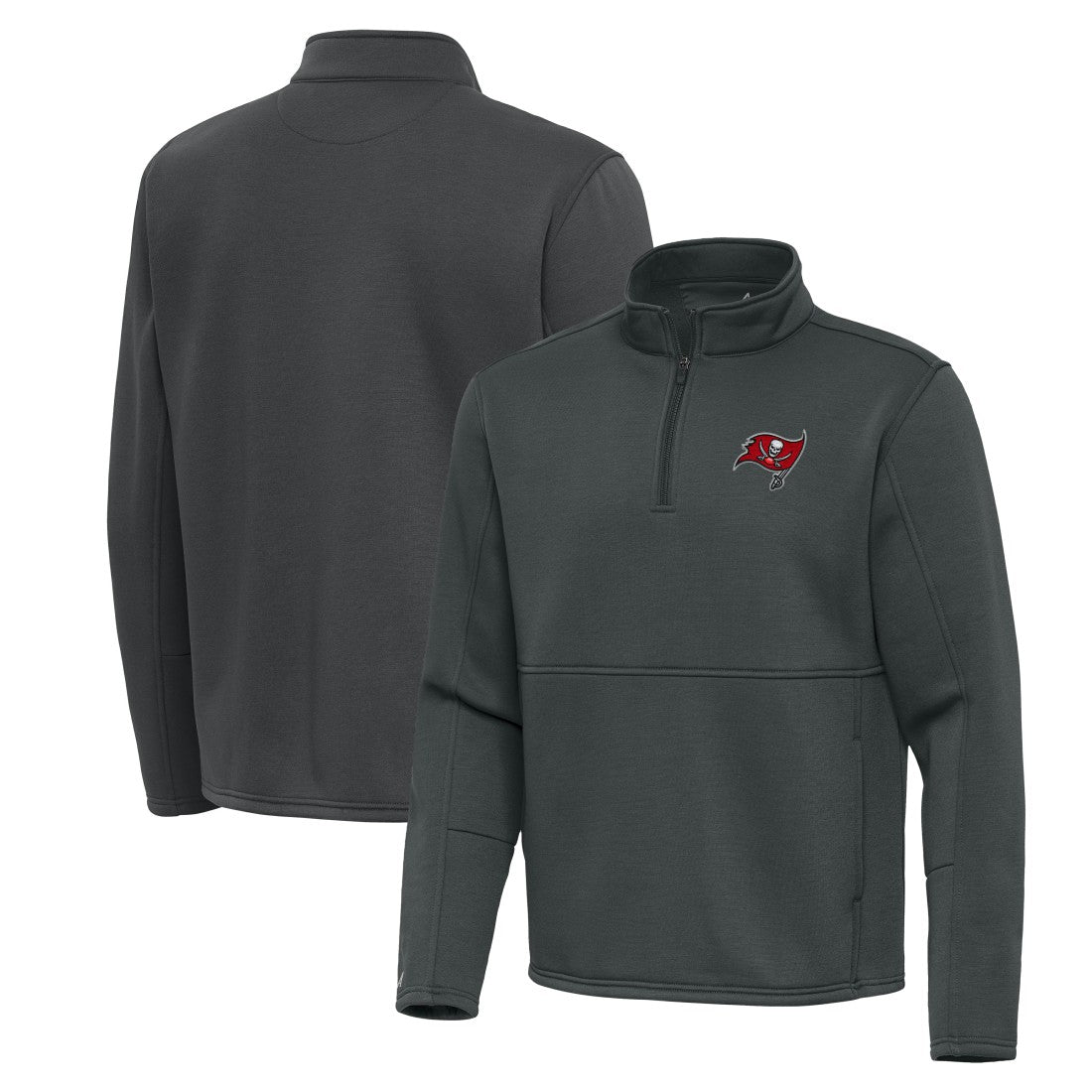 Tampa Bay Buccaneers Antigua Twist Quarter-Zip Pullover Jacket - Pewter - NFL