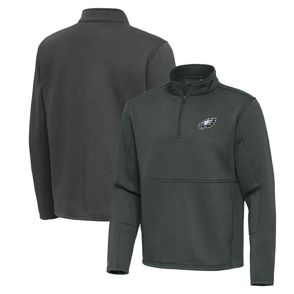 Philadelphia Eagles Antigua Twist Quarter-Zip Pullover Jacket - Pewter - NFL