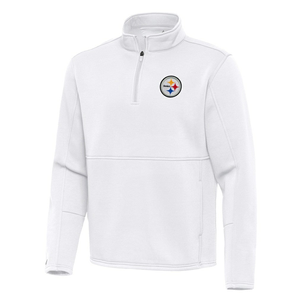 Pittsburgh Steelers Antigua Twist Quarter-Zip Pullover Jacket - White - NFL