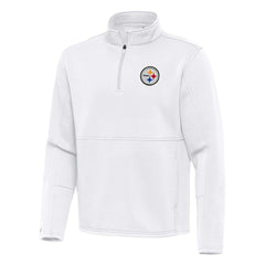 Pittsburgh Steelers Antigua Twist Quarter-Zip Pullover Jacket - White - NFL