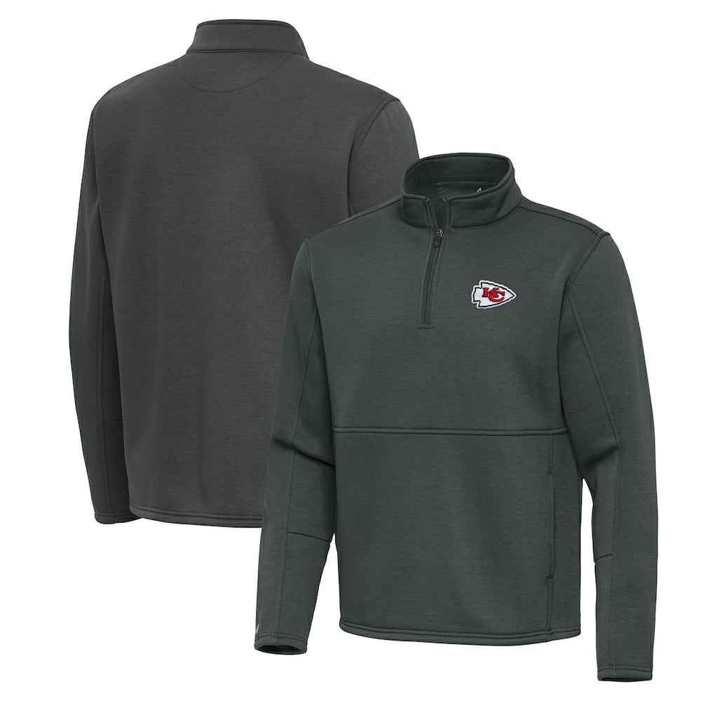 Kansas City Chiefs Antigua Twist Quarter-Zip Pullover Jacket - Pewter - NFL