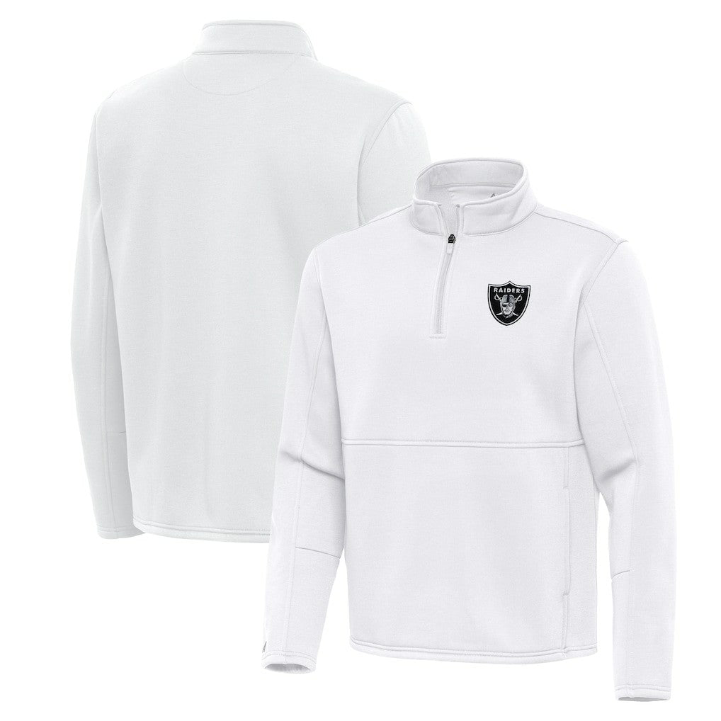 Las Vegas Raiders Antigua Twist Quarter-Zip Pullover Jacket - White - NFL