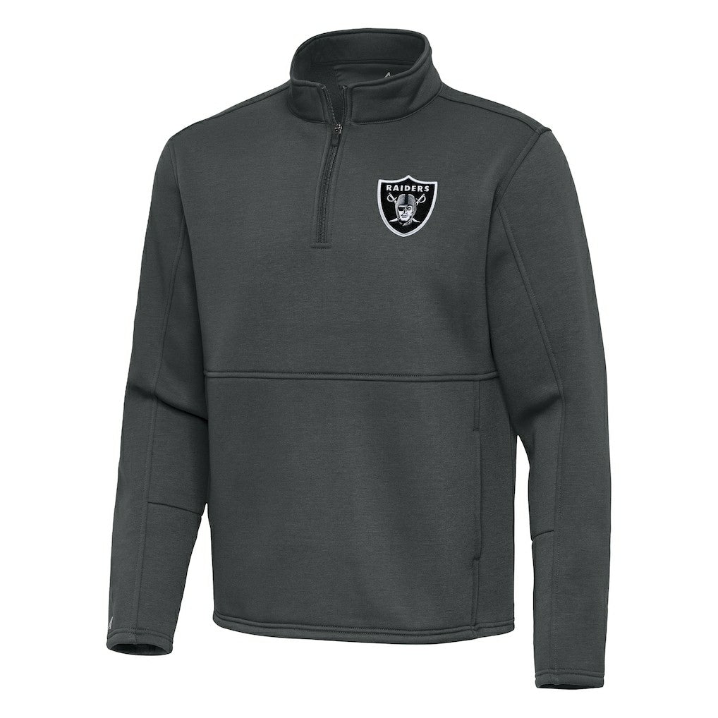 Las Vegas Raiders Antigua Twist Quarter-Zip Pullover Jacket - Pewter - NFL