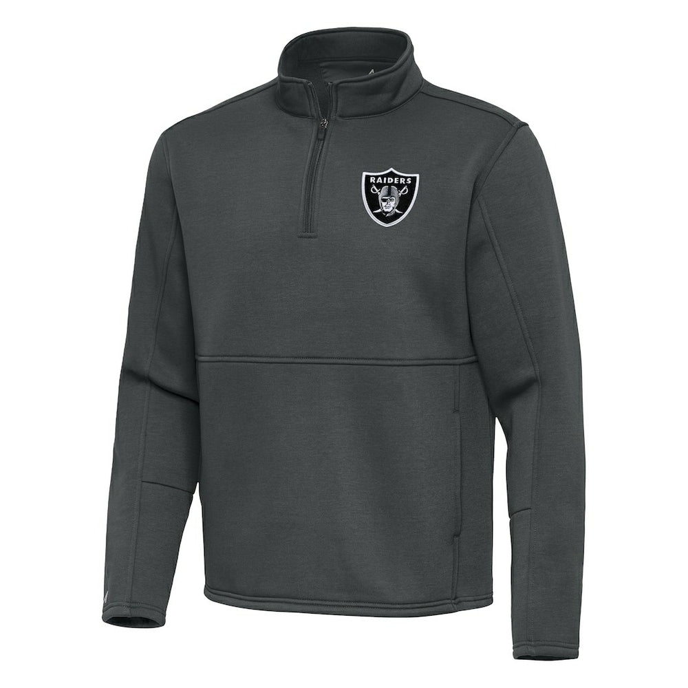 Las Vegas Raiders Antigua Twist Quarter-Zip Pullover Jacket - Pewter - NFL
