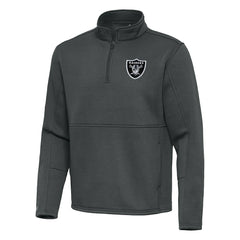 Las Vegas Raiders Antigua Twist Quarter-Zip Pullover Jacket - Pewter - NFL