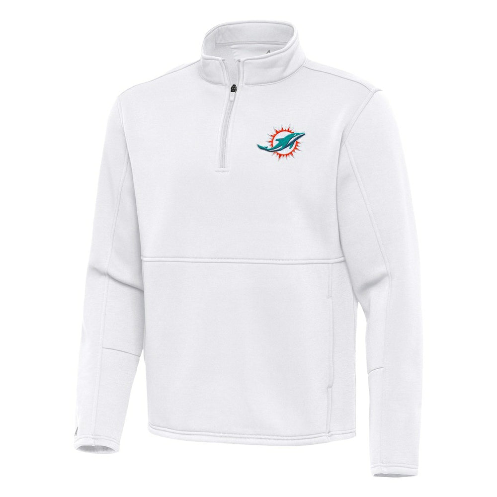 Miami Dolphins Antigua Twist Quarter-Zip Pullover Jacket - White - NFL