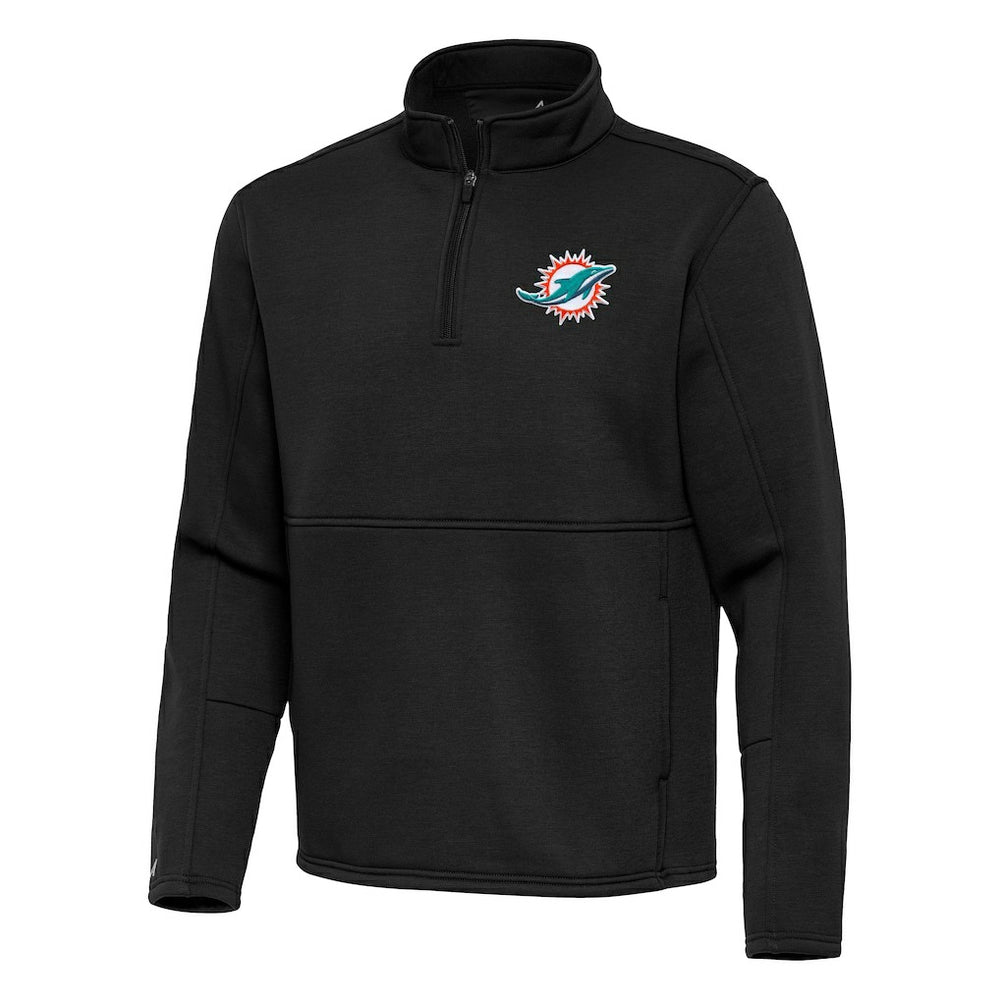 Miami Dolphins Antigua Twist Quarter-Zip Pullover Jacket - Black - NFL
