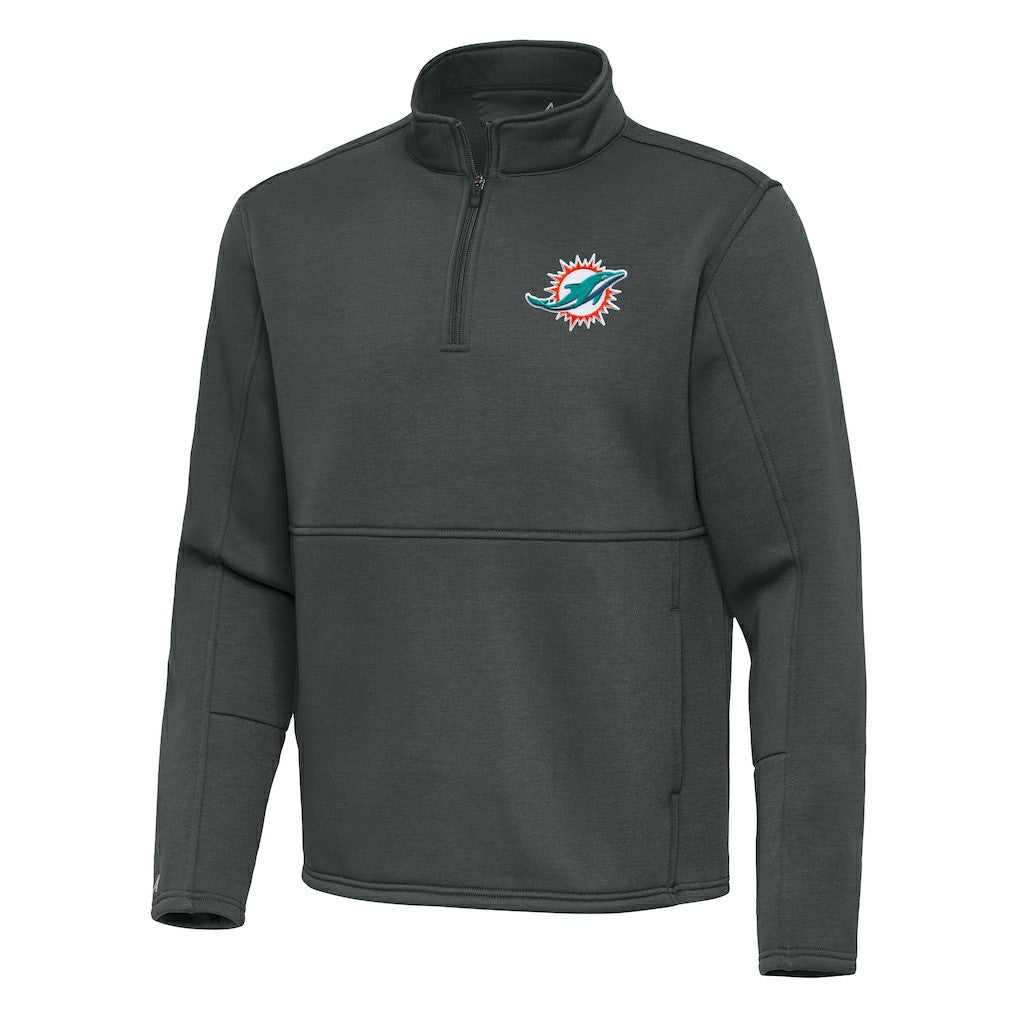 Miami Dolphins Antigua Twist Quarter-Zip Pullover Jacket - Pewter - NFL