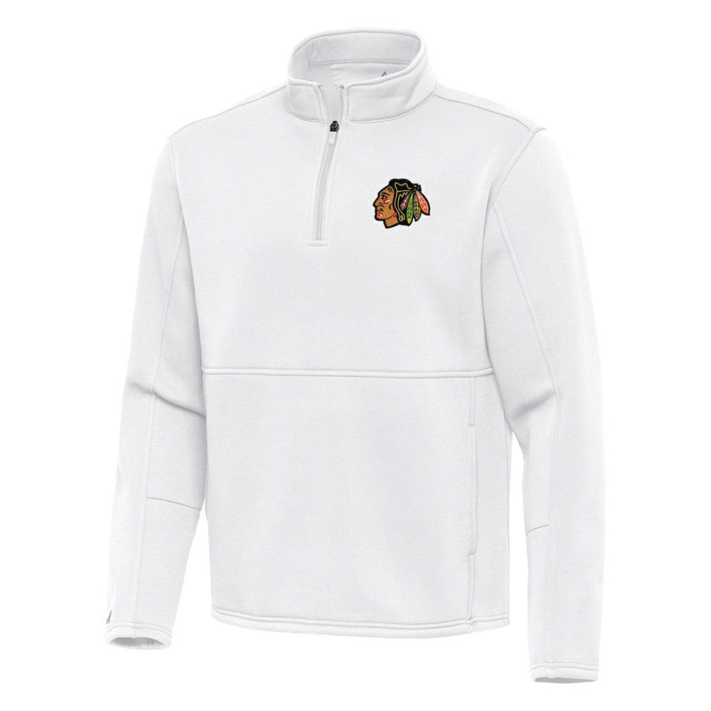 Chicago Blackhawks Antigua Twist Quarter-Zip Pullover Jacket - White | NHL on sale