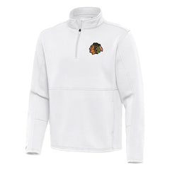 Chicago Blackhawks Antigua Twist Quarter-Zip Pullover Jacket - White | NHL on sale