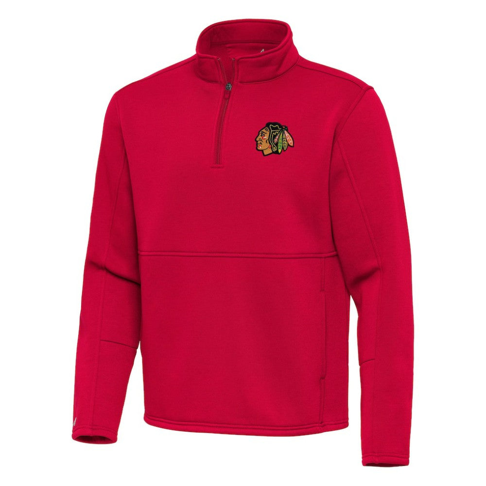 Chicago Blackhawks Antigua Twist Quarter-Zip Pullover Jacket - Red | NHL Clearance