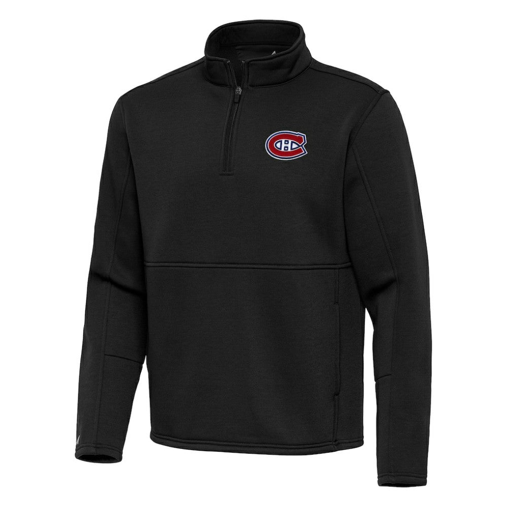 Montreal Canadiens Antigua Twist Quarter-Zip Pullover Jacket - Black | NHL Lifestyle