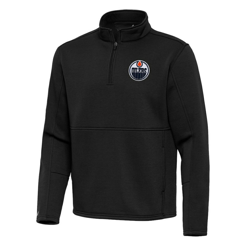 Edmonton Oilers Antigua Twist Quarter-Zip Pullover Jacket - Black | NHL Lifestyle