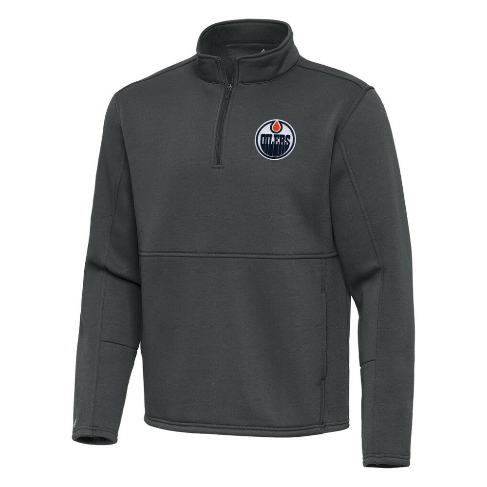 Edmonton Oilers Antigua Twist Quarter-Zip Pullover Jacket - Pewter | NHL on sale