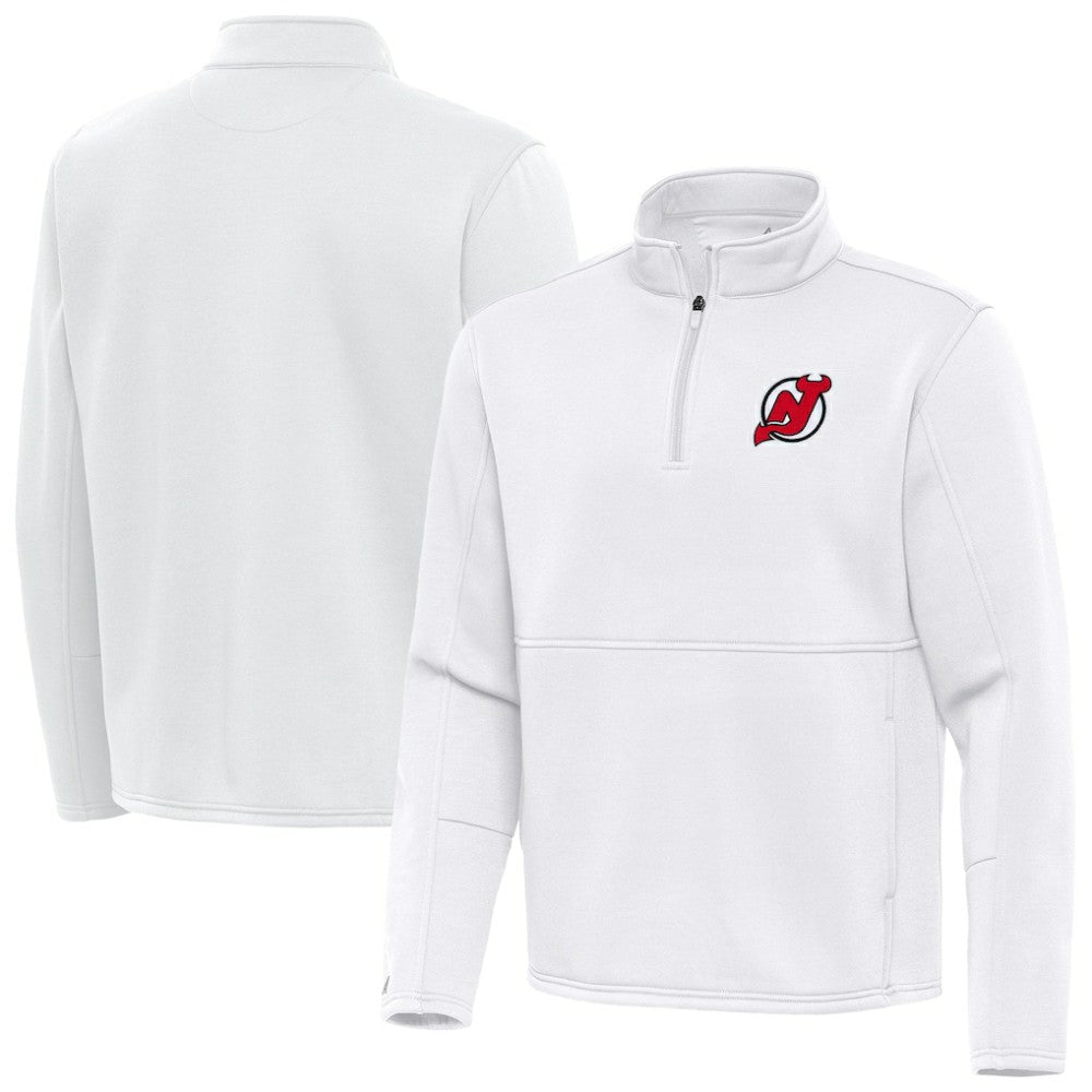 New Jersey Devils Antigua Twist Quarter-Zip Pullover Jacket - White | NHL Lifestyle