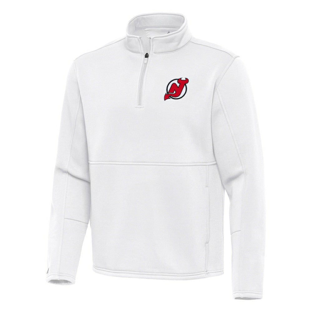New Jersey Devils Antigua Twist Quarter-Zip Pullover Jacket - White | NHL Lifestyle