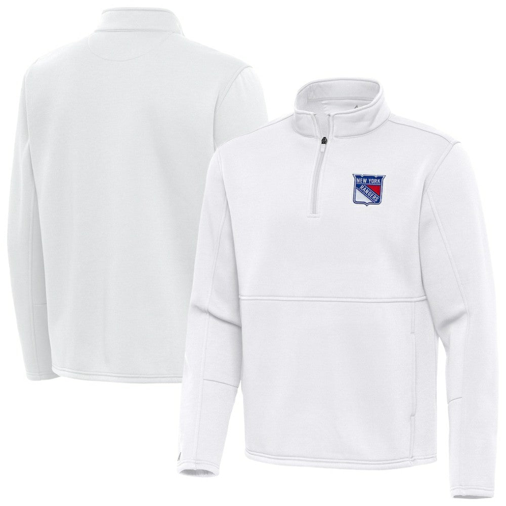 New York Rangers Antigua Twist Quarter-Zip Pullover Jacket - White | NHL Lifestyle