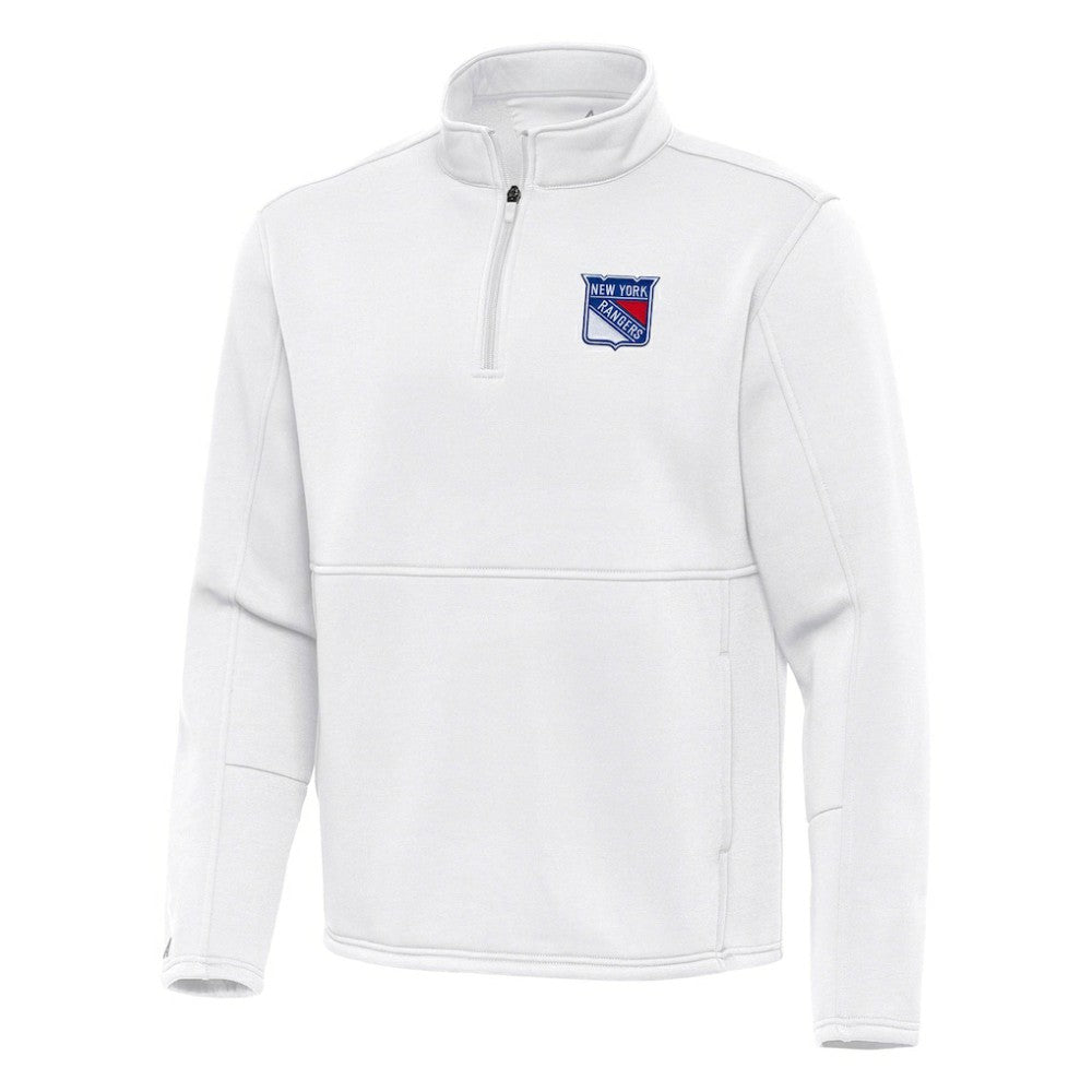 New York Rangers Antigua Twist Quarter-Zip Pullover Jacket - White | NHL Lifestyle