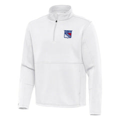 New York Rangers Antigua Twist Quarter-Zip Pullover Jacket - White | NHL Lifestyle