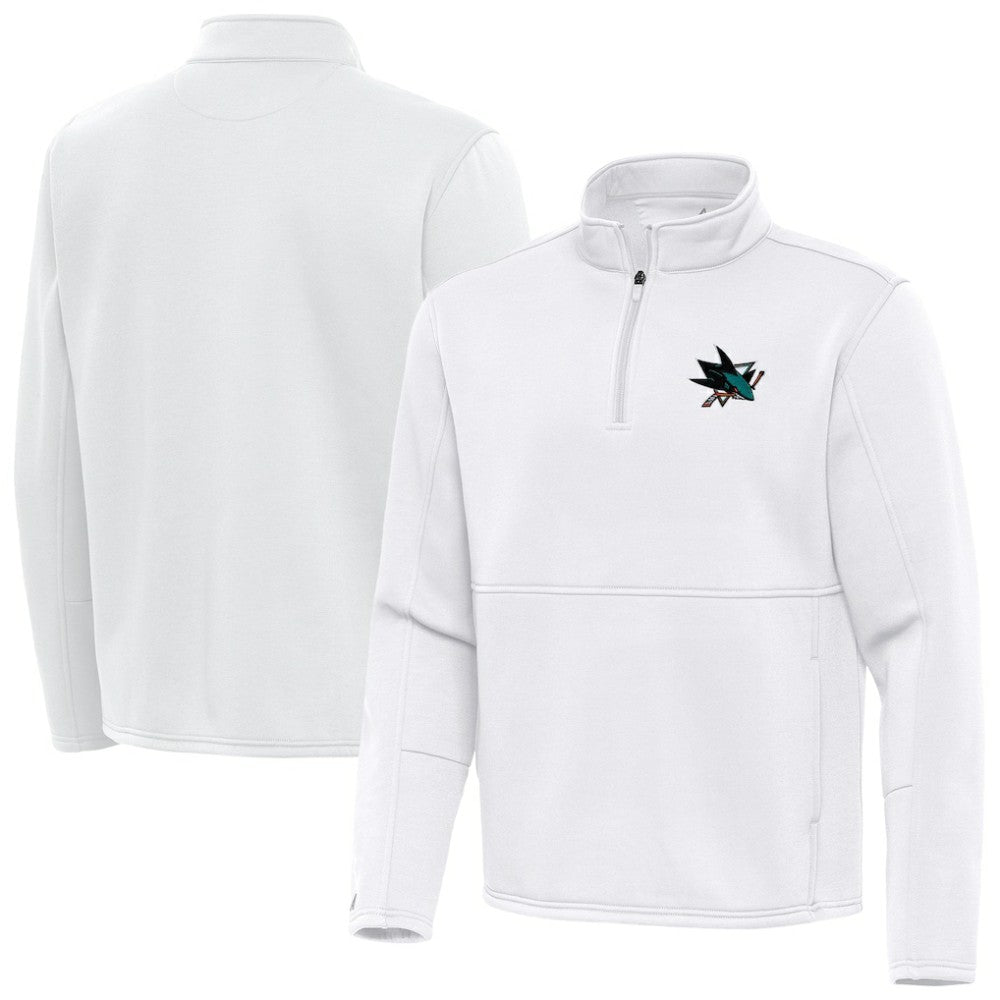 San Jose Sharks Antigua Twist Quarter-Zip Pullover Jacket - White | NHL Clearance