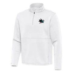 San Jose Sharks Antigua Twist Quarter-Zip Pullover Jacket - White | NHL Clearance