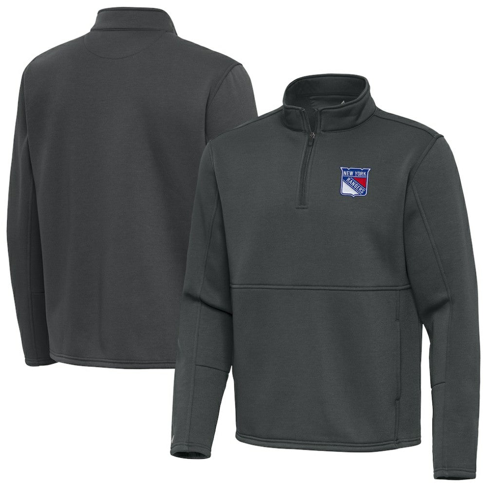 New York Rangers Antigua Twist Quarter-Zip Pullover Jacket - Pewter | NHL on sale