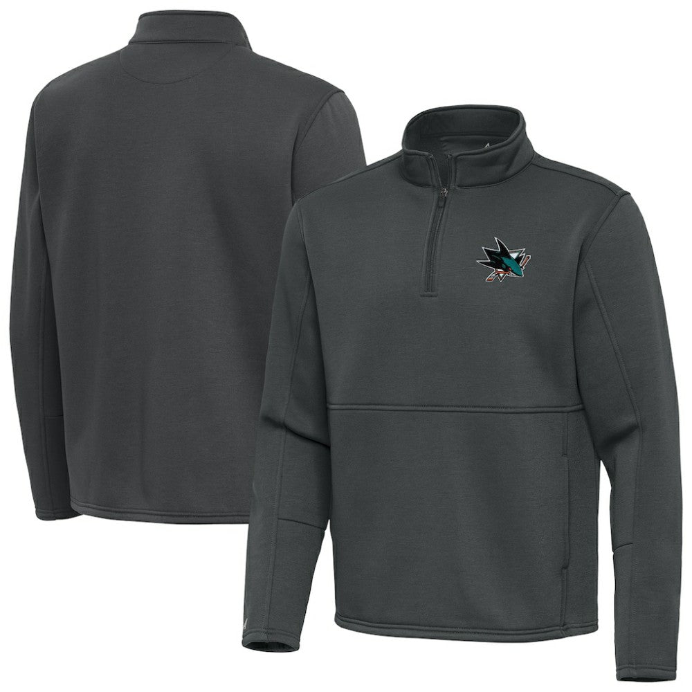 San Jose Sharks Antigua Twist Quarter-Zip Pullover Jacket - Pewter | NHL online