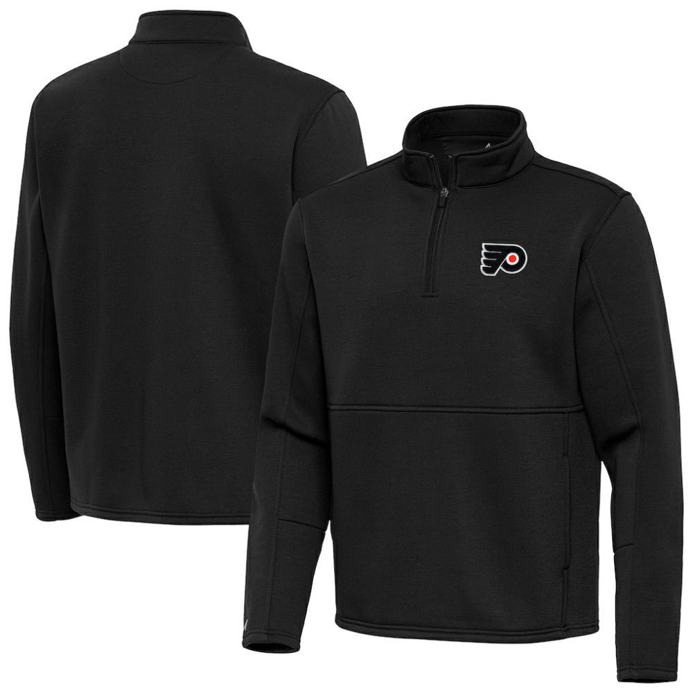 Philadelphia Flyers Antigua Twist Quarter-Zip Pullover Jacket - Black | NHL Clearance