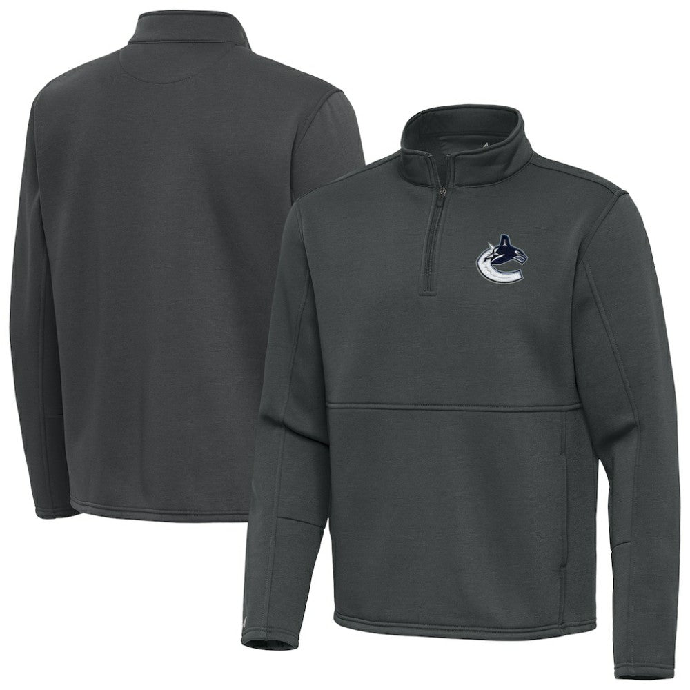 Vancouver Canucks Antigua Twist Quarter-Zip Pullover Jacket - Pewter | NHL Clearance