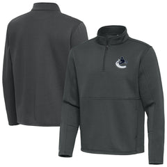 Vancouver Canucks Antigua Twist Quarter-Zip Pullover Jacket - Pewter | NHL Clearance