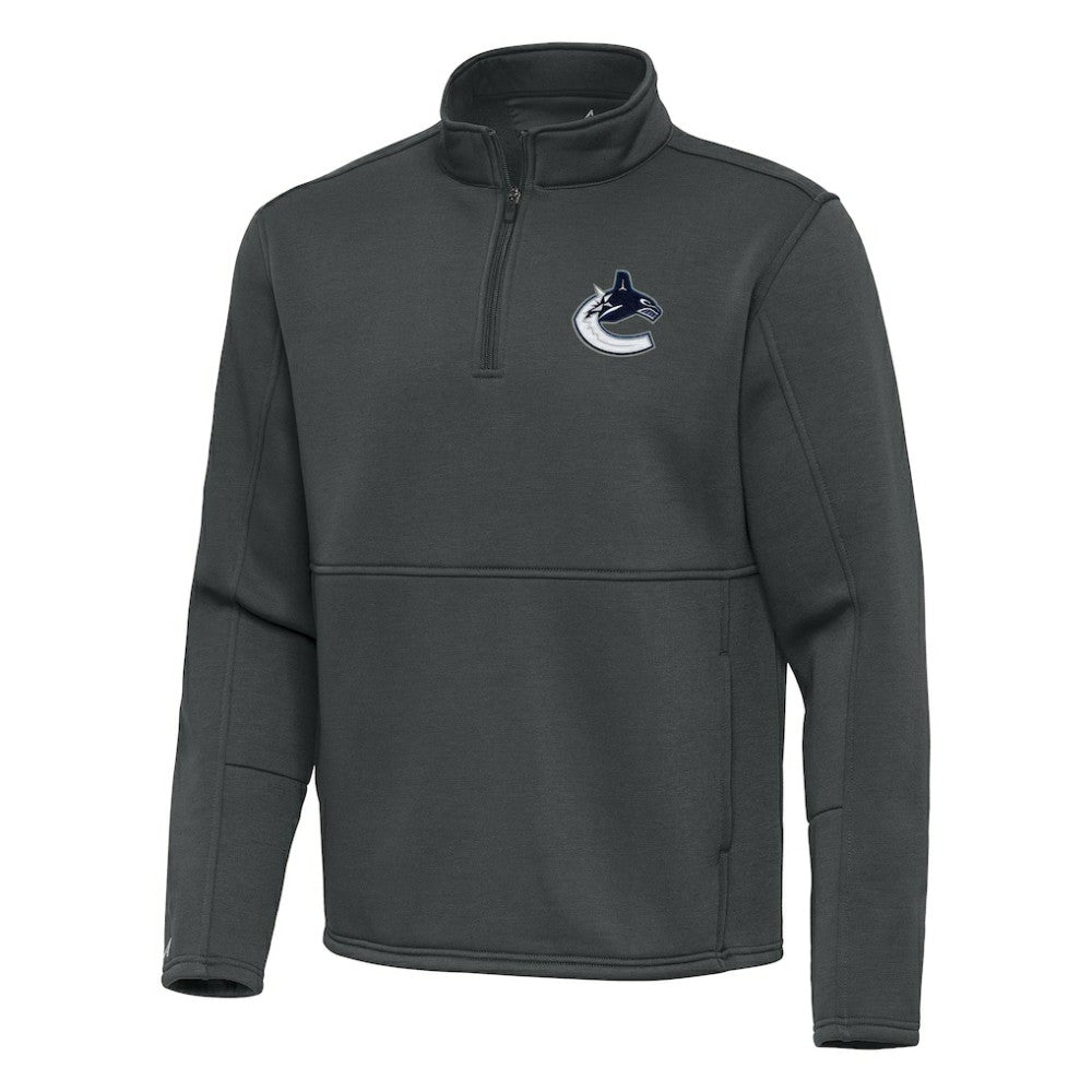 Vancouver Canucks Antigua Twist Quarter-Zip Pullover Jacket - Pewter | NHL Clearance