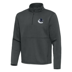 Vancouver Canucks Antigua Twist Quarter-Zip Pullover Jacket - Pewter | NHL Clearance