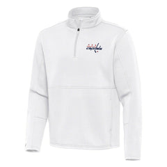 Washington Capitals Antigua Twist Quarter-Zip Pullover Jacket - White | NHL Clearance
