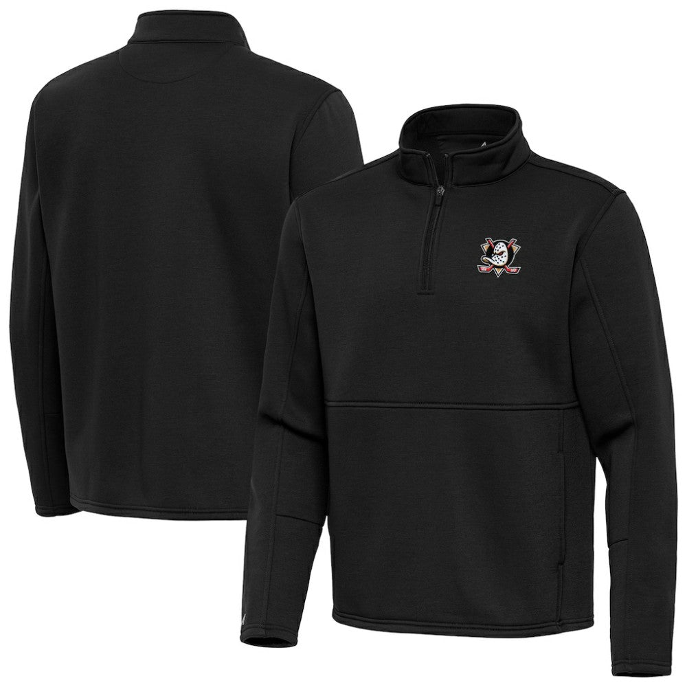 Anaheim Ducks Antigua Twist Quarter-Zip Pullover Jacket - Black | NHL Clearance