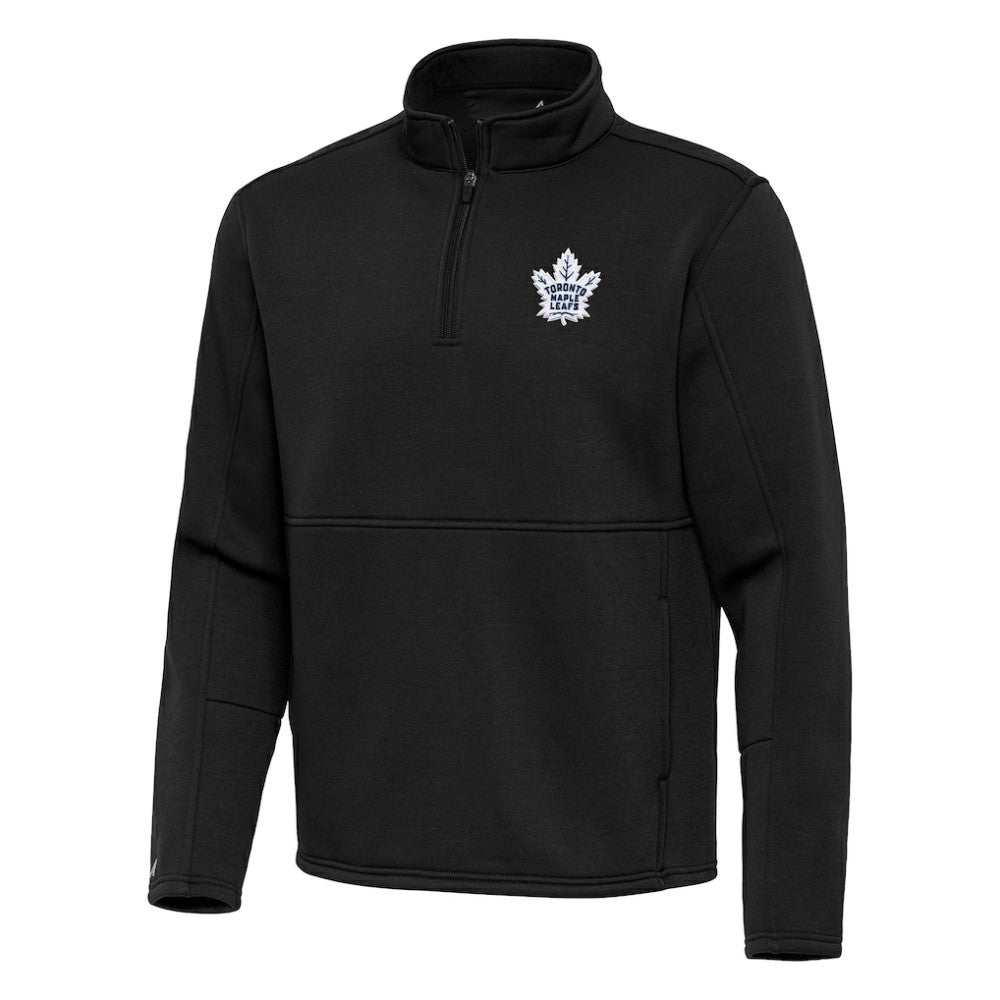 Toronto Maple Leafs Antigua Twist Quarter-Zip Pullover Jacket - Black | NHL Clearance