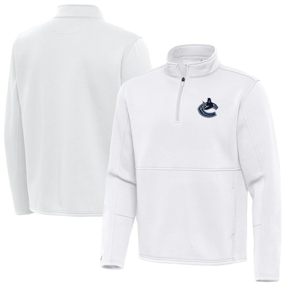 Vancouver Canucks Antigua Twist Quarter-Zip Pullover Jacket - White | NHL online