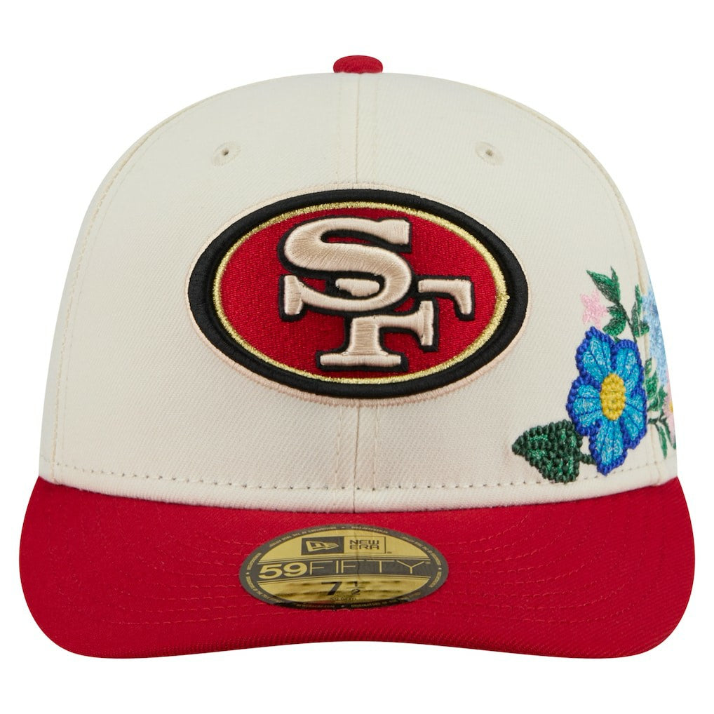 San Francisco 49ers New Era Tonal Floral 59FIFTY Fitted Hat - Cream/Scarlet - NFL