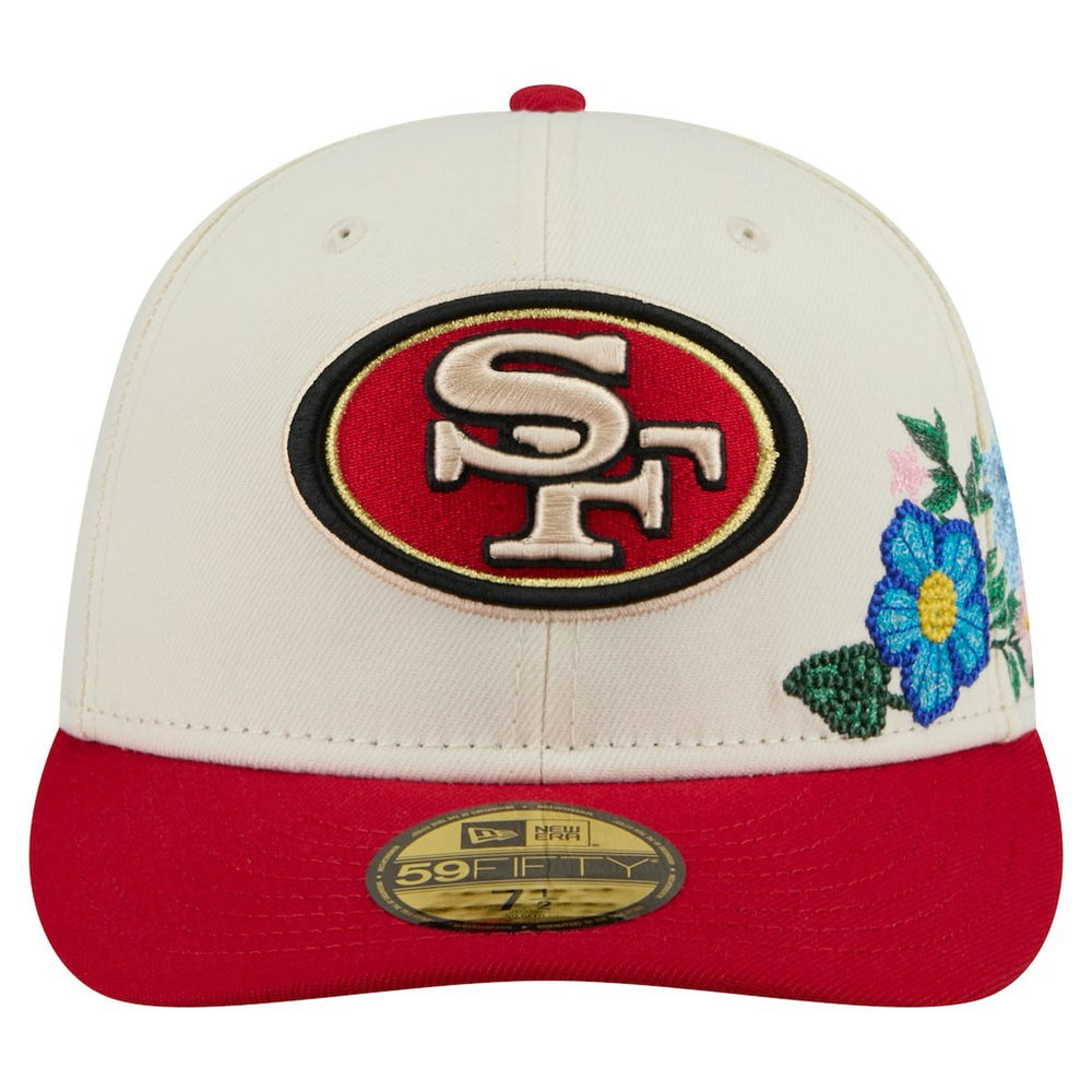 San Francisco 49ers New Era Tonal Floral 59FIFTY Fitted Hat - Cream/Scarlet - NFL