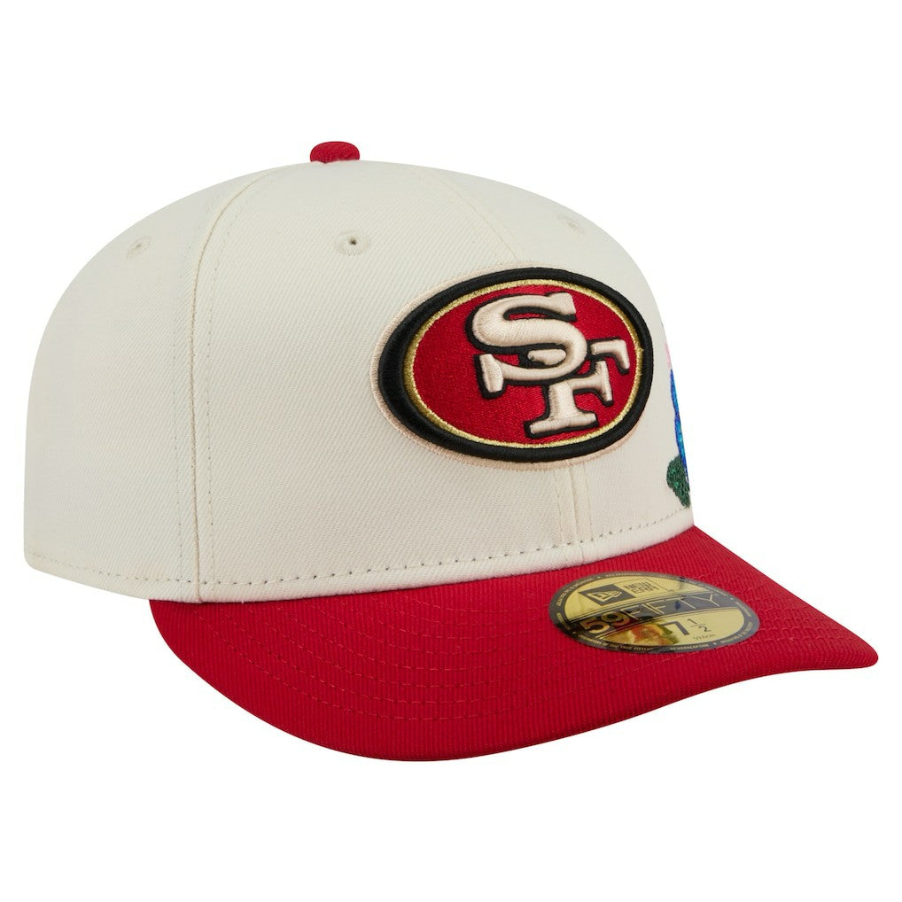 San Francisco 49ers New Era Tonal Floral 59FIFTY Fitted Hat - Cream/Scarlet - NFL