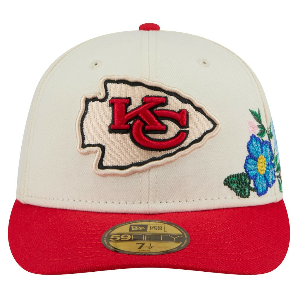Kansas City Chiefs New Era Tonal Floral 59FIFTY Fitted Hat - Cream/Red - NFL
