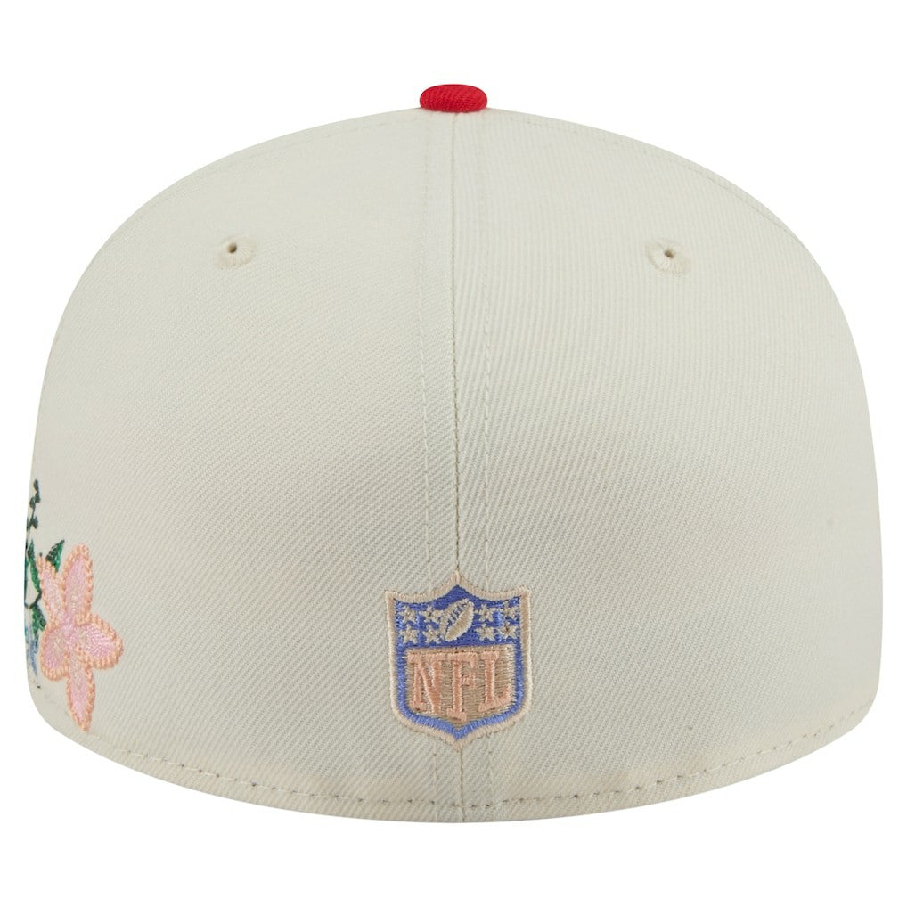 Kansas City Chiefs New Era Tonal Floral 59FIFTY Fitted Hat - Cream/Red - NFL